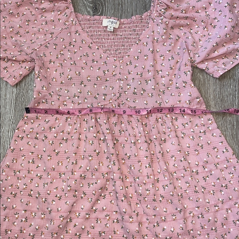 Umgee Pink Floral smocked floral midi dress size medium open back Easter spring - Picture 4 of 6
